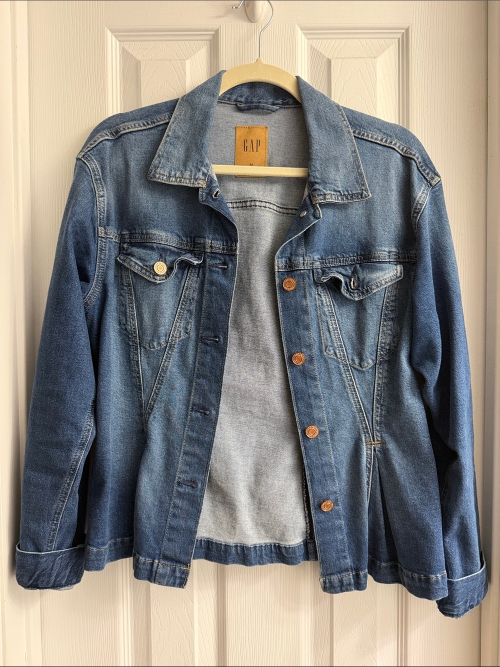 GAP Medium Blue Denim peplum jacket